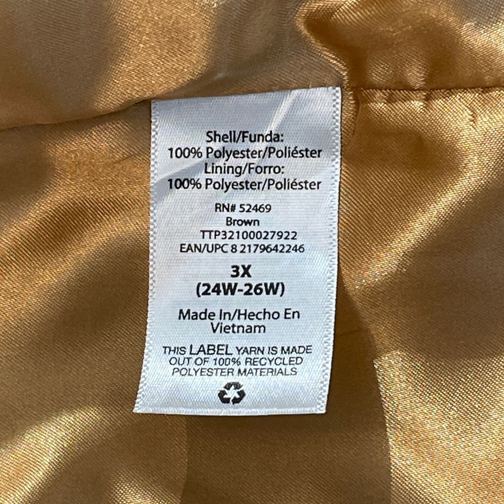 TIME AND TRU Luxurious Faux Fur Coat in BROWNISH GOLD WOMENS SIZE 3X - Picture 8 of 10